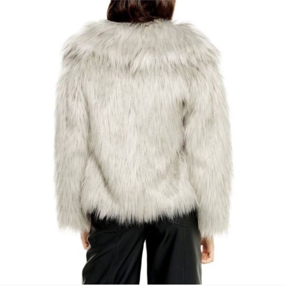 ✨HP✨ TOPSHOP Faux Fur Shag Jacket 8 Gray - Picture 3 of 12